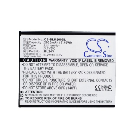 Batterie pour Lenovo Lemon K3 Note (2000 mAh/7.4 Wh, 3.7 V)
