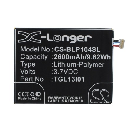 Batterie pour BLU P104 (2600 mAh/9.62 Wh, 3.7 V)