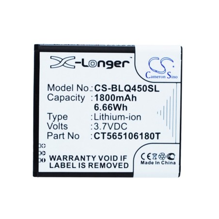 Batterie pour BLU Quattro 4.5 (1800 mAh/6.66 Wh, 3.7 V)