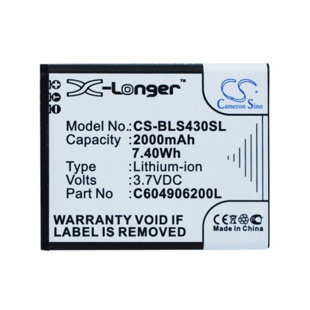 Batterie pour BLU C604905200T (2000 mAh/7.4 Wh, 3.7 V)