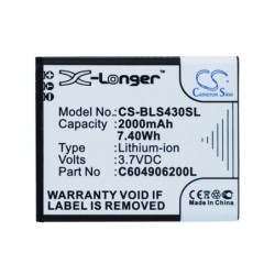Batterie pour BLU S430U (2000 mAh/7.4 Wh, 3.7 V)