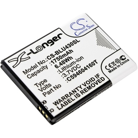Batterie pour BLU D910A (1750 mAh/6.48 Wh, 3.7 V)