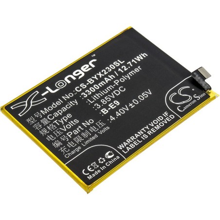 Batterie pour BBK V1809T (3300 mAh/12.71 Wh, 3.85 V)