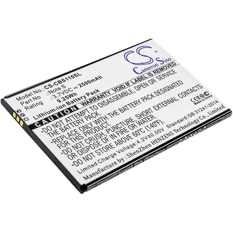 Batterie pour Cubot Note S (2500 mAh/9.25 Wh, 3.7 V)
