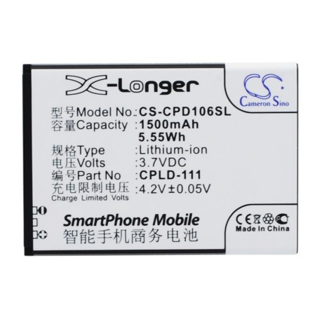 Batterie pour Coolpad CPLD-111 (1500 mAh/5.55 Wh, 3.7 V)