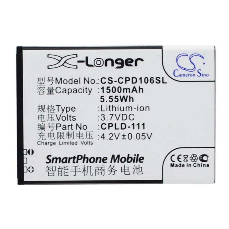 Batterie pour Coolpad CPLD-106 (1500 mAh/5.55 Wh, 3.7 V)