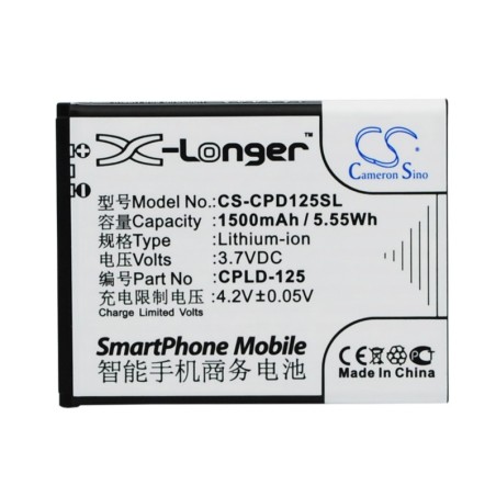 Batterie pour Coolpad CPLD-125 (1500 mAh/5.55 Wh, 3.7 V)