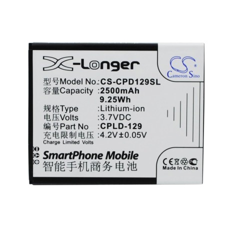 Batterie pour Coolpad CPLD-129 (2500 mAh/9.25 Wh, 3.7 V)