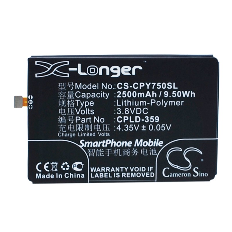 Batterie pour Coolpad Y80D (2500 mAh/9.5 Wh, 3.8 V)