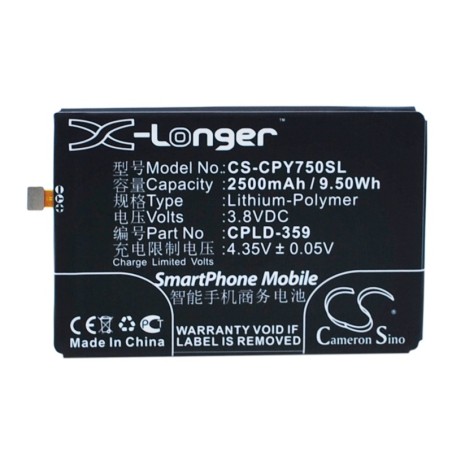 Batterie pour Coolpad Y80C (2500 mAh/9.5 Wh, 3.8 V)