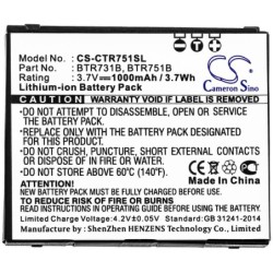 Batterie pour Casio BTR731B (1000 mAh/3.7 Wh, 3.7 V)