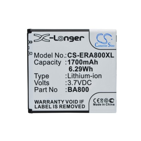 Batterie pour Sony Ericsson BA800 (1700 mAh/6.29 Wh, 3.7 V)