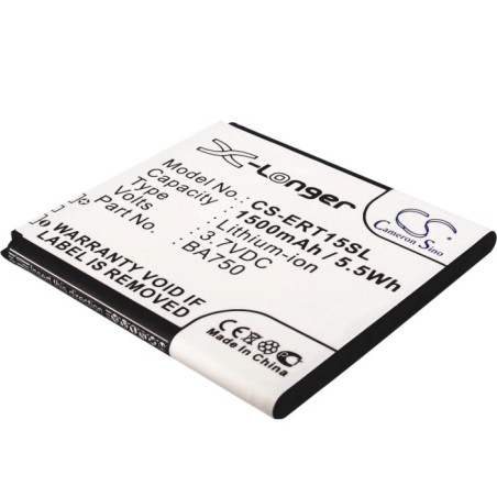 Batterie pour Sony Ericsson LT18A (1500 mAh/5.55 Wh, 3.7 V)