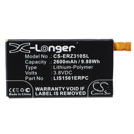 Batterie pour Sony Ericsson E5363 (2600 mAh/9.88 Wh, 3.8 V)
