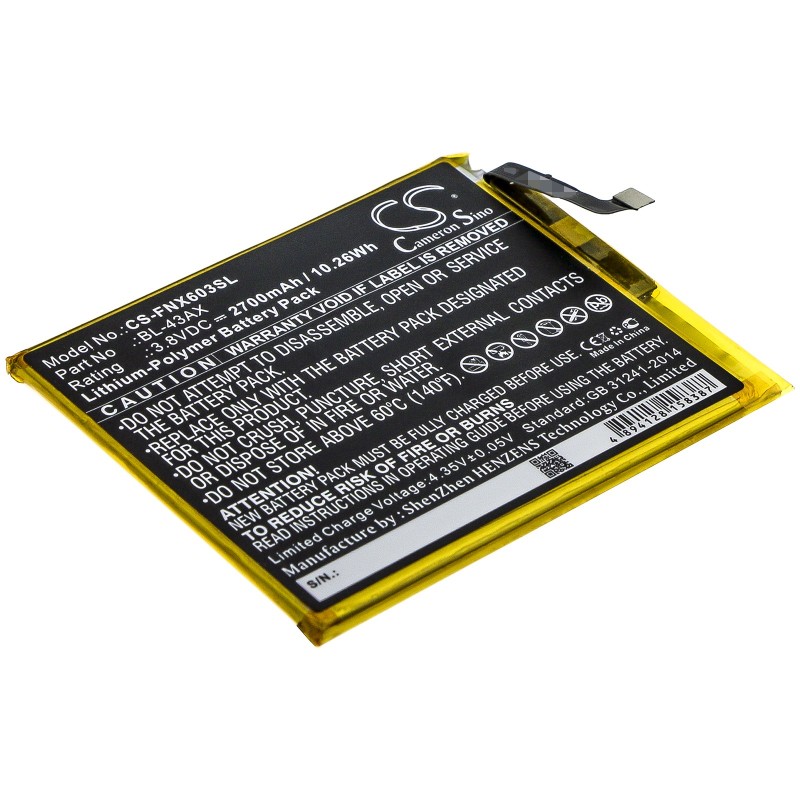 Batterie pour Infinix Zero 5 (2700 mAh/10.26 Wh, 3.8 V)