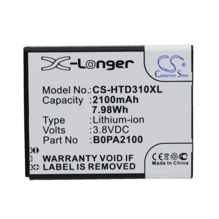 Batterie pour HTC Desire D310f (2100 mAh/7.98 Wh, 3.8 V)