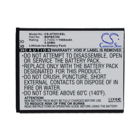 Batterie pour HTC D516 (1500 mAh/5.55 Wh, 3.7 V)