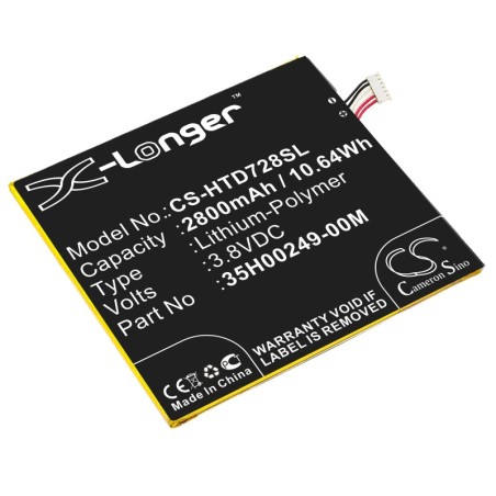 Batterie pour HTC D728t (2800 mAh/10.64 Wh, 3.8 V)
