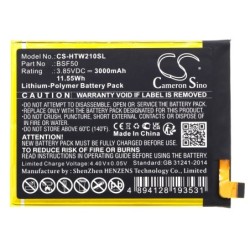 Batterie pour HTC Wildfire E Lite (3000 mAh/11.55 Wh, 3.85 V)
