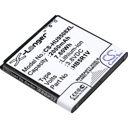 Batterie pour Huawei U9508 (2000 mAh/7.6 Wh, 3.8 V)