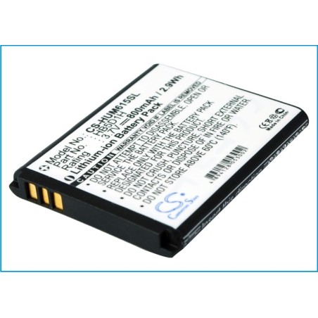 Batterie pour Huawei Pillar M615 (800 mAh/2.96 Wh, 3.7 V)