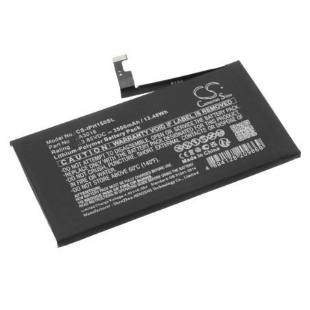 Batterie pour Apple iPhone 15 (3500 mAh/13.48 Wh, 3.85 V)