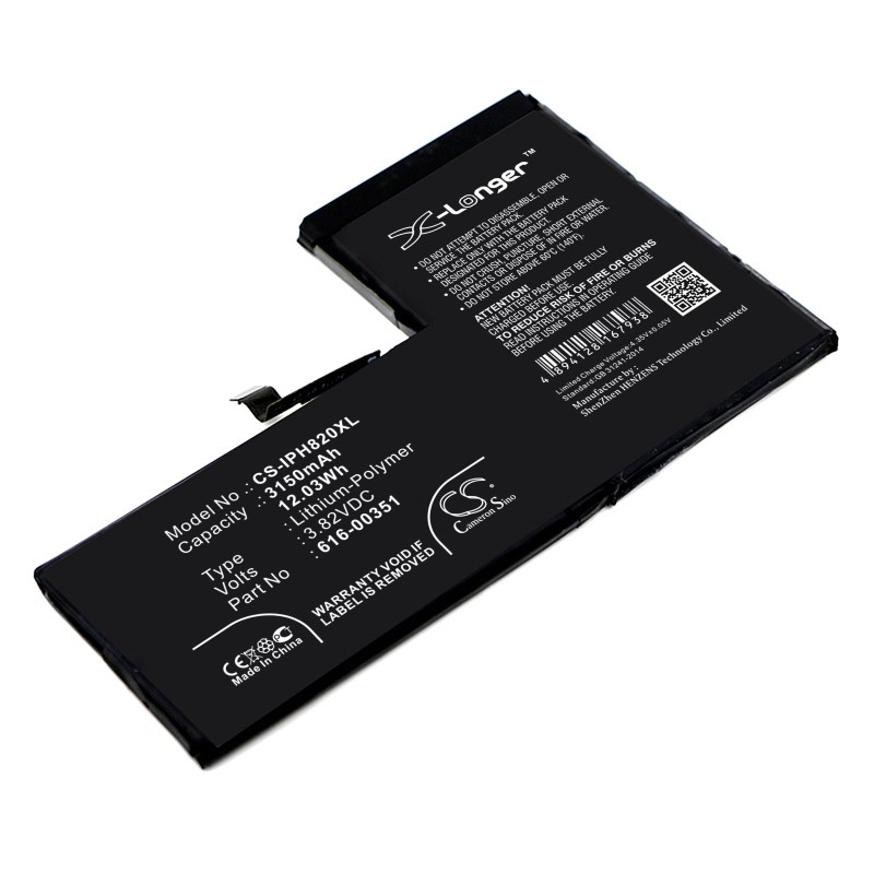 Batterie pour Apple iPhone X (3150 mAh/12.03 Wh, 3.82 V)