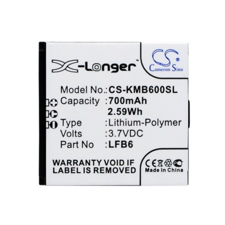 Batterie pour KAZAM LFB6 (700 mAh/2.59 Wh, 3.7 V)