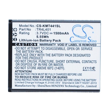 Batterie pour KAZAM TR4L40 (1500 mAh/5.55 Wh, 3.7 V)