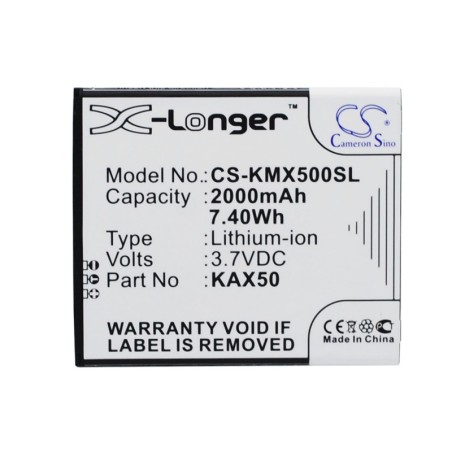 Batterie pour KAZAM KAX50 (2000 mAh/7.4 Wh, 3.7 V)