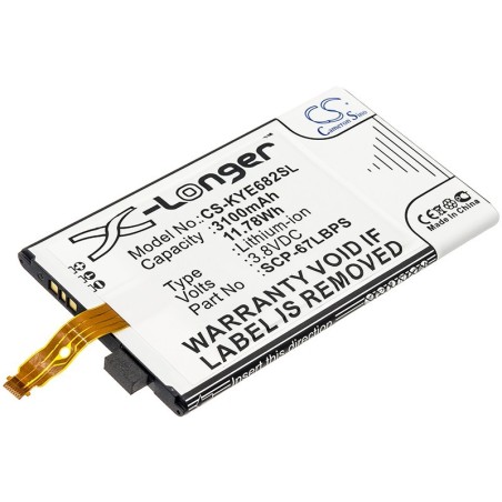 Batterie pour Kyocera E6830 (3100 mAh/11.78 Wh, 3.8 V)