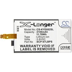 Batterie pour Kyocera E6830 (3100 mAh/11.78 Wh, 3.8 V)