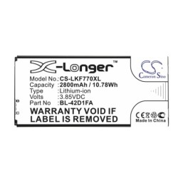 Batterie pour LG BL-42D1FA (2800 mAh/10.78 Wh, 3.85 V)