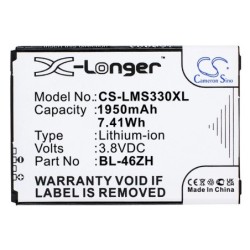 Batterie pour LG MS330 (1950 mAh/7.41 Wh, 3.8 V)