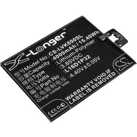 Batterie pour Lenovo Phab 2 Pro (4000 mAh/15.4 Wh, 3.85 V)