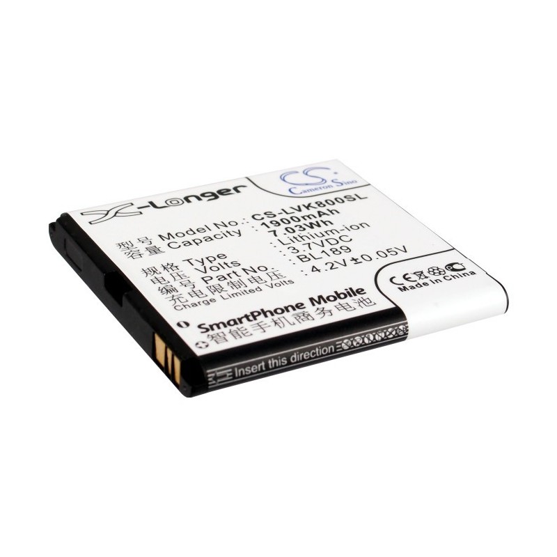 Batterie pour Lenovo K800 (1900 mAh/7.03 Wh, 3.7 V)