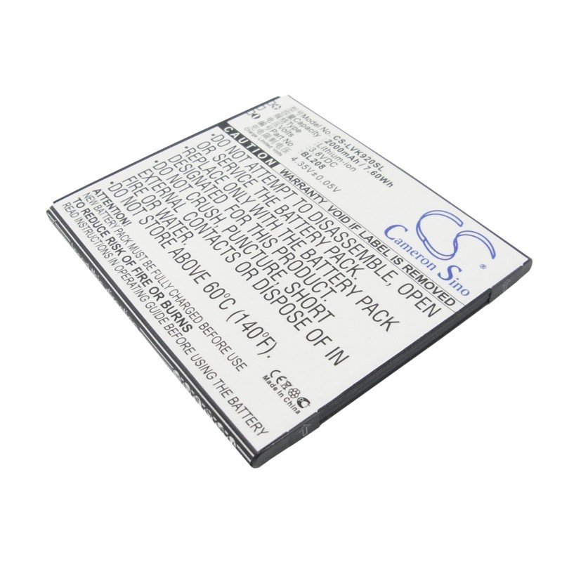 Batterie pour Lenovo S920 (2000 mAh/7.6 Wh, 3.8 V)