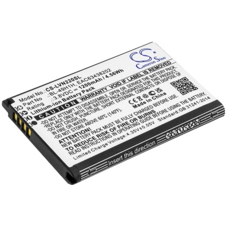 Batterie pour LG EAC63438202 (1200 mAh/4.56 Wh, 3.8 V)