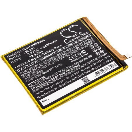 Batterie pour Lenovo K9 Note (3400 mAh/12.92 Wh, 3.8 V)