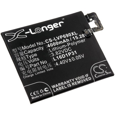 Batterie pour Lenovo Phab2 Pro (4000 mAh/15.28 Wh, 3.82 V)