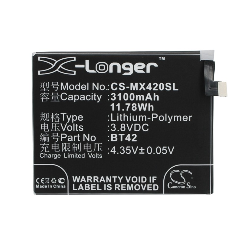 Batterie pour MeiZu Note (3100 mAh/11.78 Wh, 3.8 V)