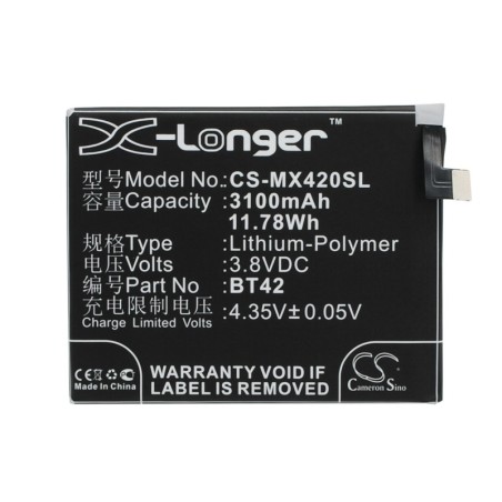 Batterie pour MeiZu Note (3100 mAh/11.78 Wh, 3.8 V)