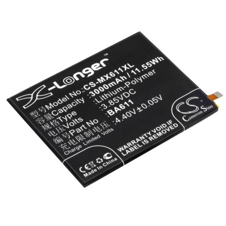 Batterie pour MeiZu M5 (3000 mAh/11.55 Wh, 3.85 V)