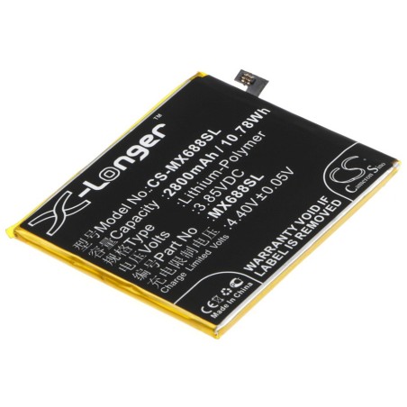 Batterie pour MeiZu M3 (2800 mAh/10.78 Wh, 3.85 V)