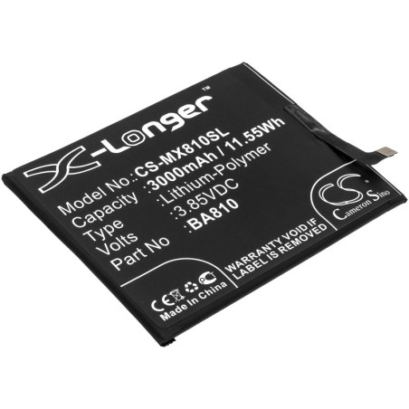 Batterie pour MeiZu M8C (3000 mAh/11.55 Wh, 3.85 V)