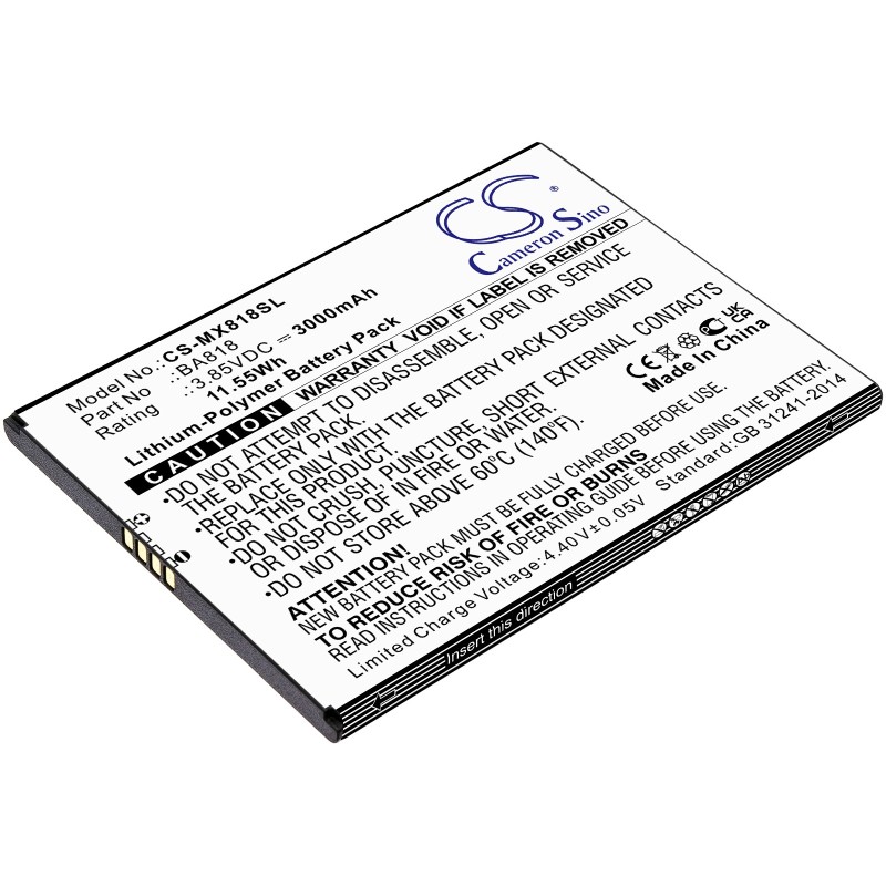 Batterie pour MeiZu M819H (3000 mAh/11.55 Wh, 3.85 V)