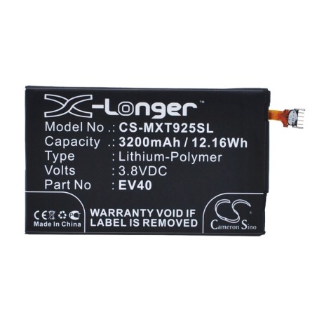 Batterie pour Motorola EV40 (3200 mAh/12.16 Wh, 3.8 V)