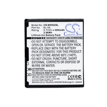 Batterie pour Nokia Asha 502 (800 mAh/2.96 Wh, 3.7 V)