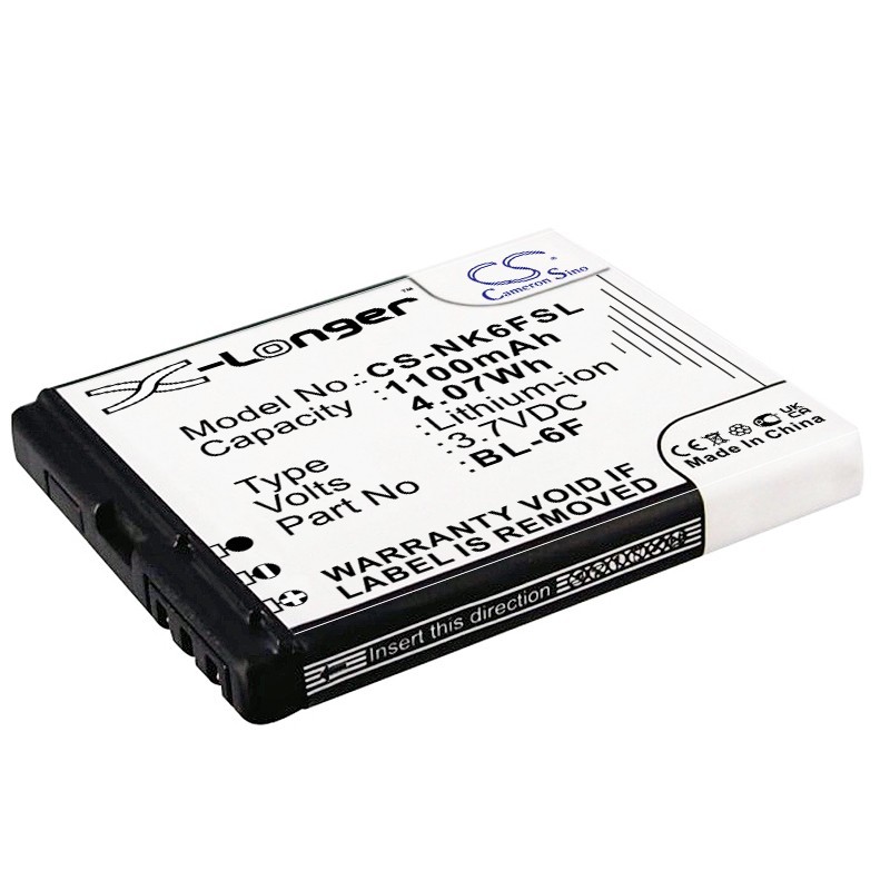 Batterie pour Nokia BL-6F (1100 mAh/4.07 Wh, 3.7 V)