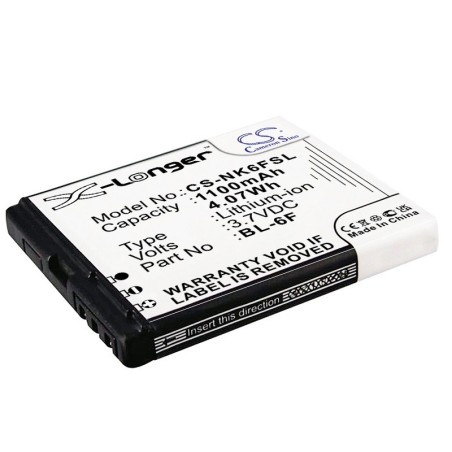 Batterie pour Nokia BL-6F (1100 mAh/4.07 Wh, 3.7 V)